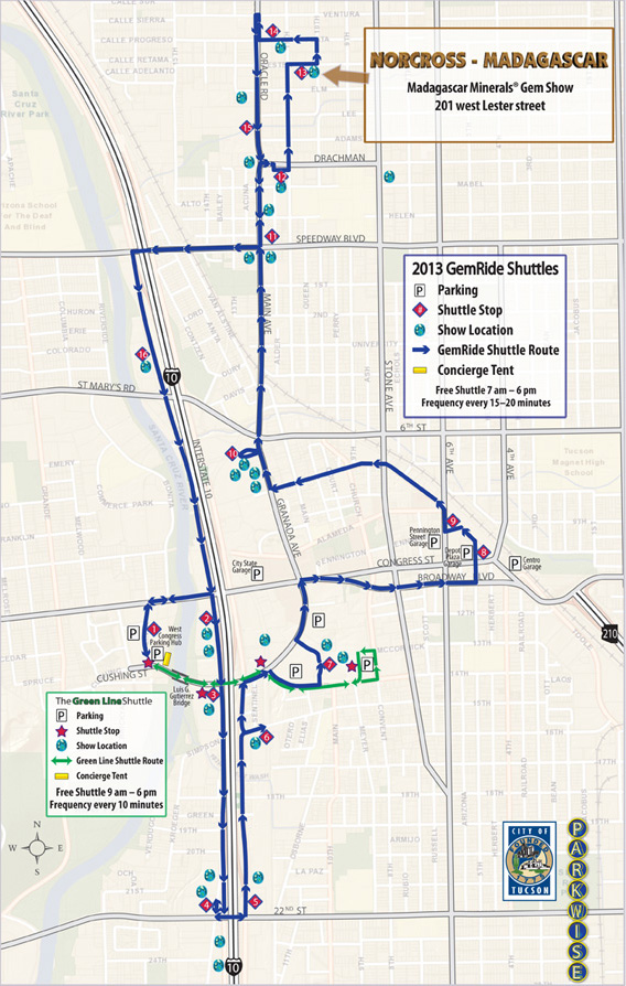 Tucson Gem And Mineral Show Shuttle Map