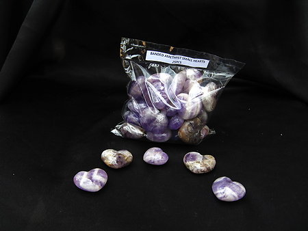 Amethyst Banded Small Jewellery Heart - 5pcs