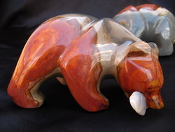 Desert Jasper Bear Eating Fish - 5pcs
