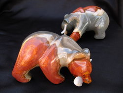 Desert Jasper Bear Eating Fish - 5pcs