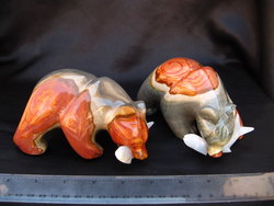 Desert Jasper Bear Eating Fish - 5pcs