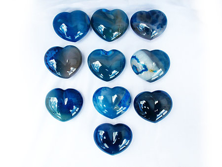 Blue Agate Heart 200g - 1 Flat (24pcs)