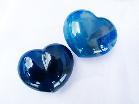Blue Agate Heart 200g - 1 Flat (24pcs)