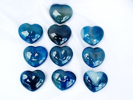 Blue Agate Heart 90g - 1 Flat (24pcs)