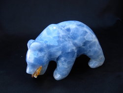 Blue Calcite Bear Eating Fish