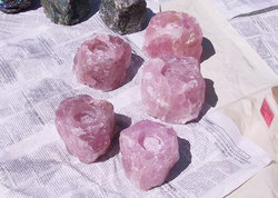 Rose Quartz Candle Holder 3 pcs