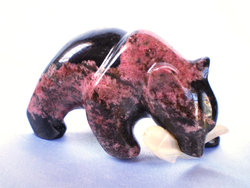 Rhodonite Bear Eating Fish