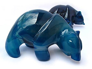 Blue Agate Bear Eating Fish