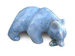 Blue Quartz Bear Eating Fish