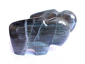 Labradorite Fetish Buffalo Carvings