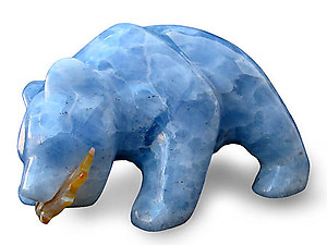 Blue Calcite Bear Eating Fish