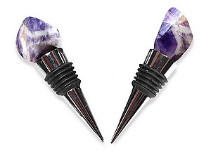 Banded Amethyst Bottle Stopper - Polished Top