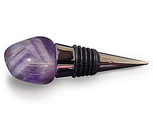 Banded Amethyst Bottle Stopper - Polished Top