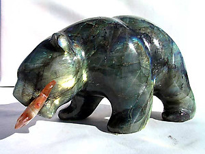 Labradorite Bear Eating Fish