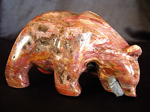 Petrified Wood Bear Eating Fish