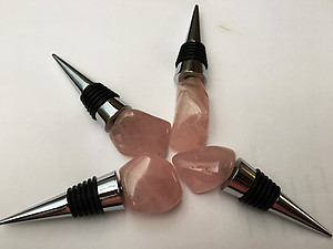 Rose Quartz Bottle Stopper - Polished Top