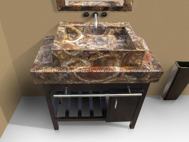 Mosaique Rectangular Petrified Wood Sink Mosaique Rectangular Petrified Wood Sink, Petrified Wood Sink Vanity