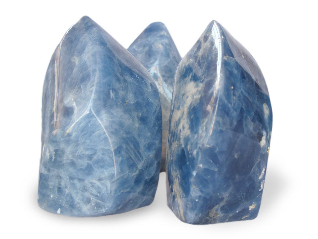 5 Blue Calcite Crystal Flame Carving