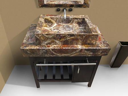 Mosaique Rectangular Petrified Wood Sink