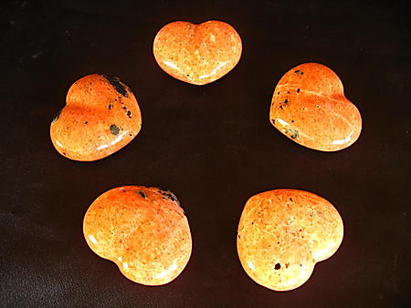 Orange Calcite Decorative Hearts