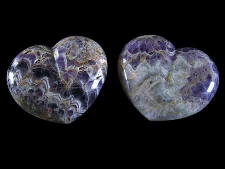 Banded Amethyst Hearts Large 7-8 inch