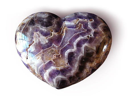 Banded Amethyst Hearts Large 7-8 inch