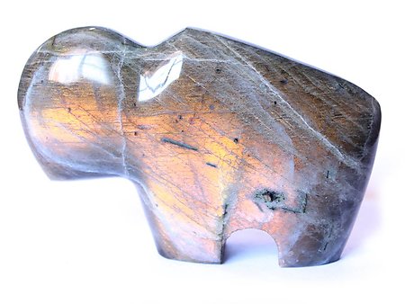 Labradorite Fetish Buffalo Carvings